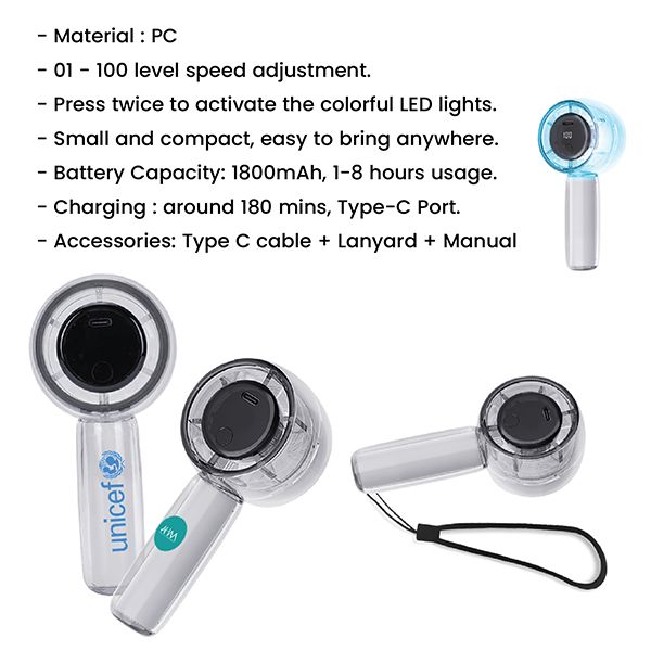 FLOW Handheld LED Mini Fan - 1800mAh