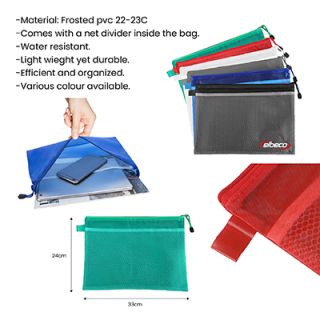 Frosted PVC Organizer with Net Divider - A4 Size
