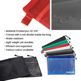 Frosted PVC Organizer with Net Divider - A5 Size