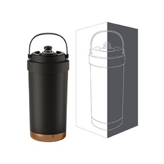 GOLD Dual Lid 316 S.Steel Bottle with Straw Handle - 500ml