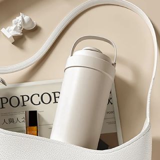 GOLD Dual Lid 316 S.Steel Bottle with Straw Handle - 500ml
