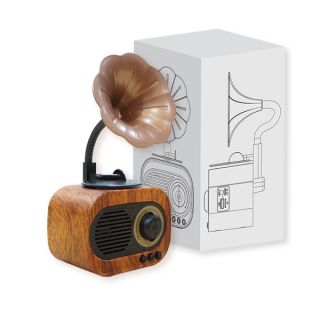 Gramophone Vintage Bluetooth Speaker with FM Radio - 1200mAh