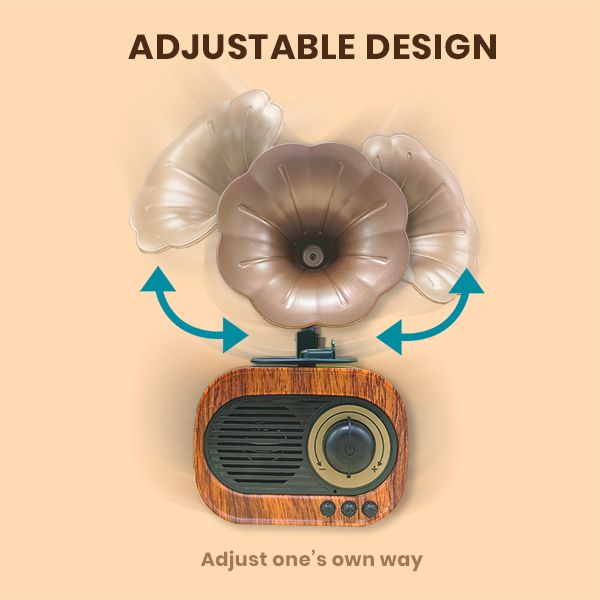 Gramophone Vintage Bluetooth Speaker with FM Radio - 1200mAh