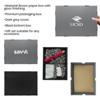 Grey Gift Box 2 Compartment with Shredded Paper- L Size