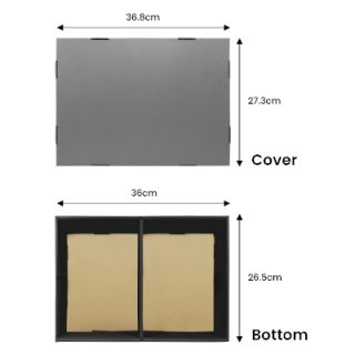 Grey Gift Box 2 Compartment with Shredded Paper- L Size