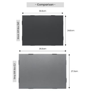 Grey Gift Box 3 Compartment with Shredded Paper- L Size