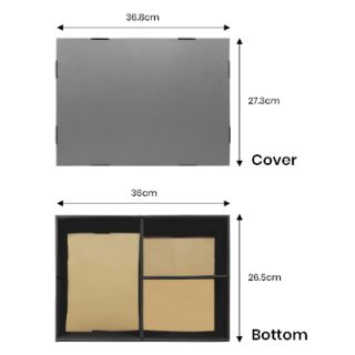 Grey Gift Box 3 Compartment with Shredded Paper- L Size