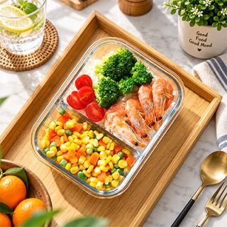 High Borosilicate Glass Lunch 2 Compartment - 1040ml