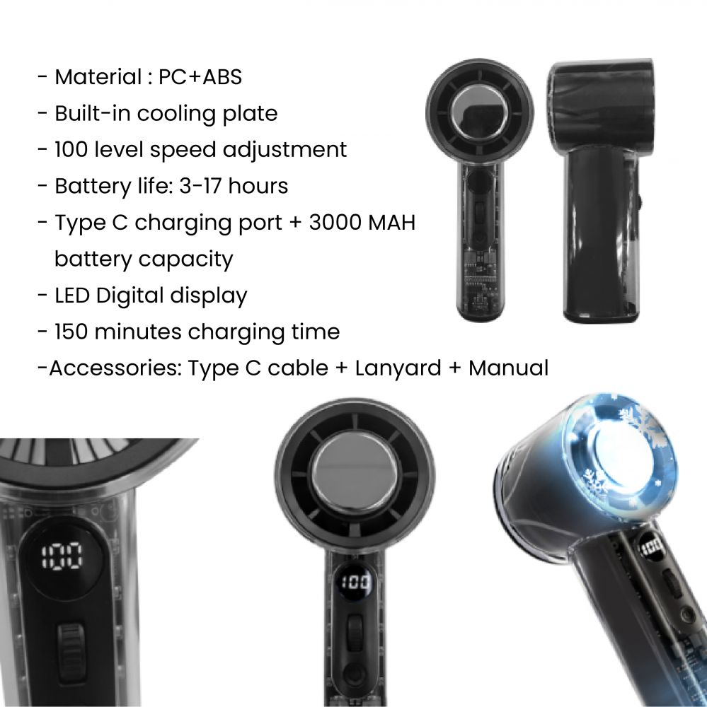 ICEFLOW Turbo Handheld Mini Fan - 3000mAh