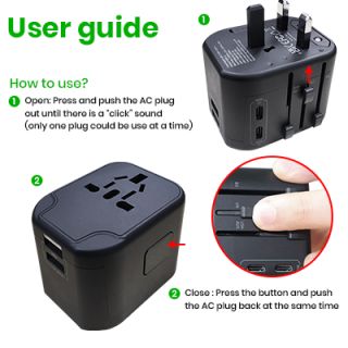 INNOV Travel Adapter 2 Type-C + 2 USB Smart Charger