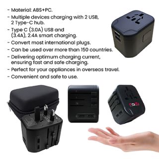 INNOV Travel Adapter 2 Type-C + 2 USB Smart Charger
