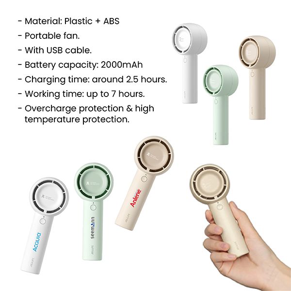 JISULIFE Handheld 3 Speed Mini Fan - 2000mAh