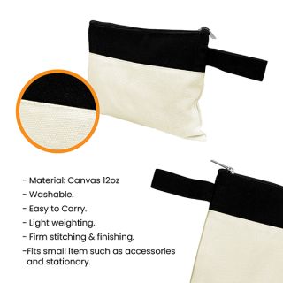 JIWA Canvas Zippered Pouch Travel Organizer - 12oz