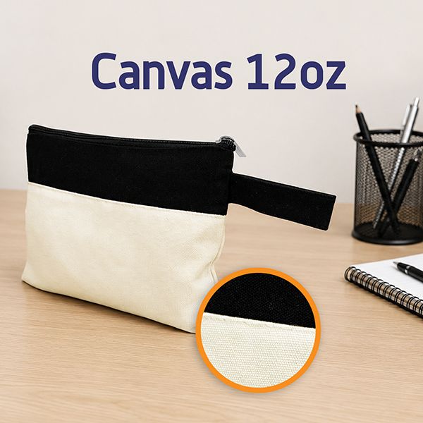 JIWA Canvas Zippered Pouch Travel Organizer - 12oz