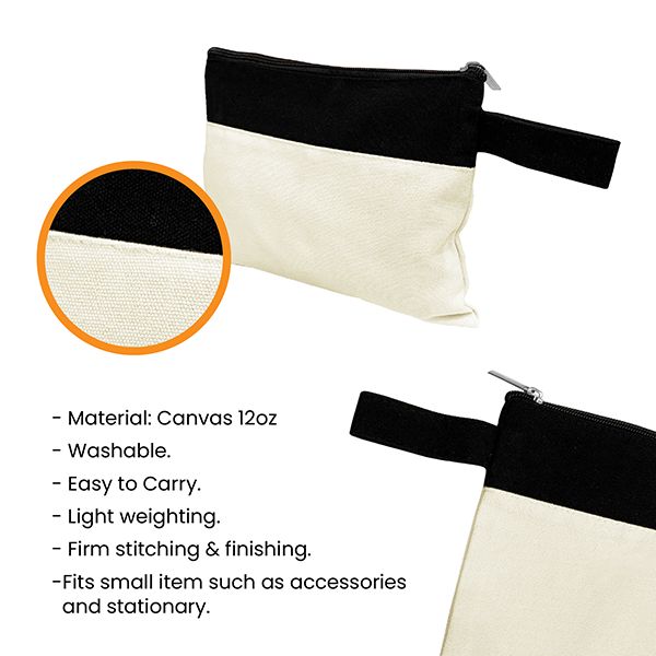 JIWA Canvas Zippered Pouch Travel Organizer - 12oz