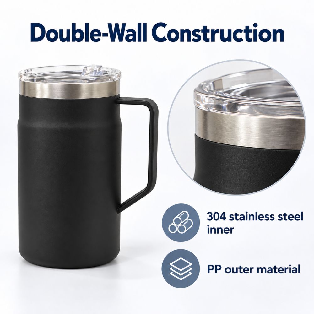 LOCK Stainless Steel Mug with Cover - 650ml