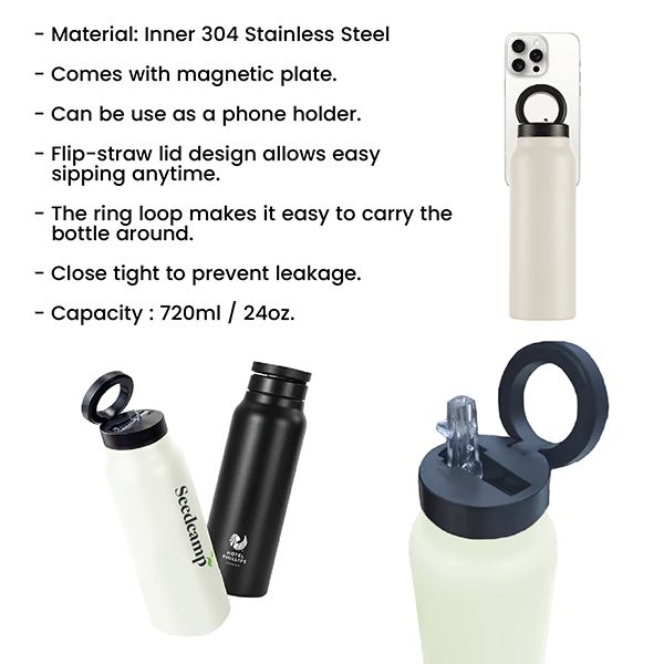 MAGG Magnetic Ring S.S Thermos with Straw Lid - 720ml