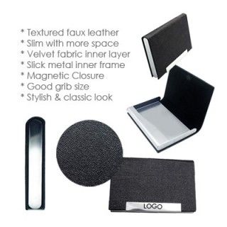 Magnetic Faux Leather Name Card Holder