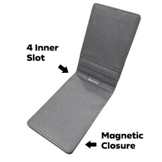 Magnetic PU ID Holder Flip Open Wallet
