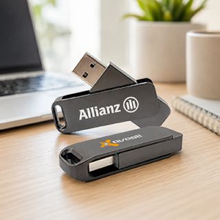 Metal Swing Black USB Flash Drive - 16GB