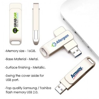 Metal Swing Silver USB Flash Drive - 16GB