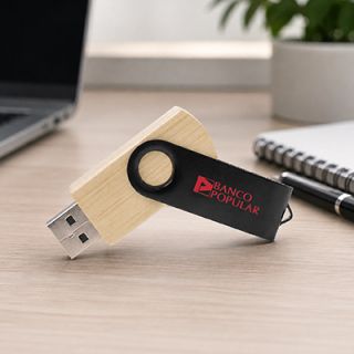 Metal Swivel Black Wooden USB Flash Drive – 32GB