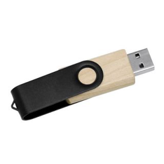 Metal Swivel Black Wooden USB Flash Drive - 16GB