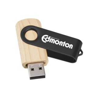Metal Swivel Black Wooden USB Flash Drive - 32GB