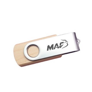 Metal Swivel Wooden USB Flash Drive - 16GB