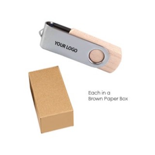 Metal Swivel Wooden USB Flash Drive - 16GB