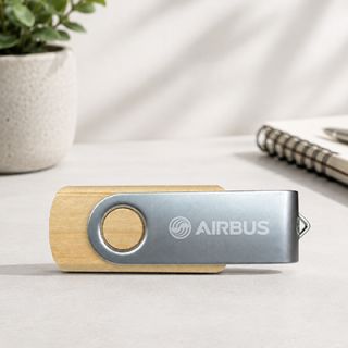 Metal Swivel Wooden USB Flash Drive - 32GB