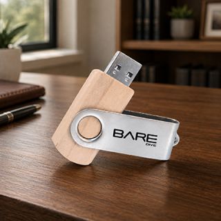 Metal Swivel Wooden USB Flash Drive - 8GB
