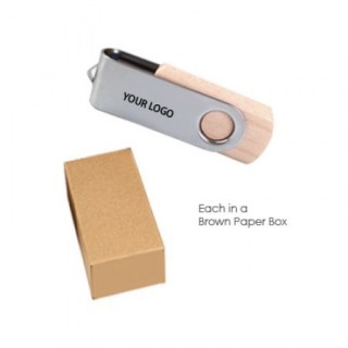 Metal Swivel Wooden USB Flash Drive - 8GB