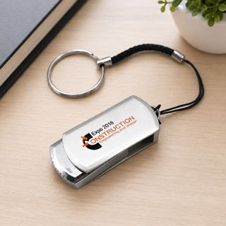 Mini Metal Swivel USB flash drive with HP Strap - 8GB