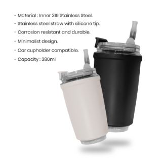 MOFI Stainless Steel Tumbler with Straw - 380ml