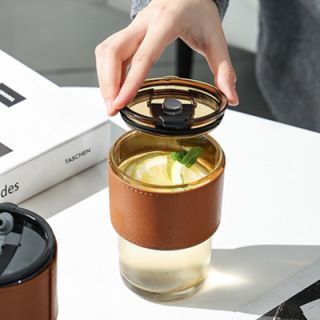 MONTE 2 Premium Color Glass Mug with PU Sleeve - 400ml