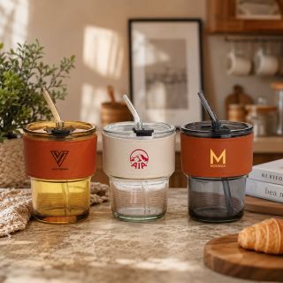 MONTE 2 Premium Color Glass Mug with PU Sleeve - 400ml