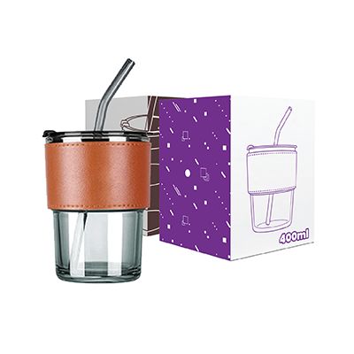 MONTE 2 Premium Color Glass Mug with PU Sleeve - 400ml