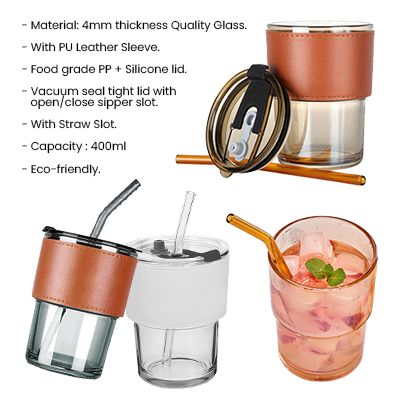 MONTE 2 Premium Color Glass Mug with PU Sleeve - 400ml