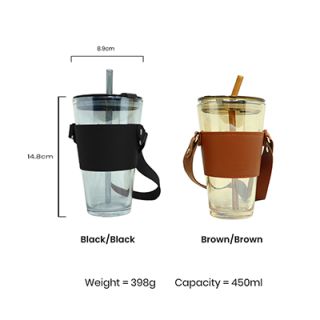 MONTE 3 Premium Color Glass Mug with PU Sleeve - 450ml