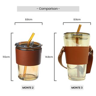 MONTE 3 Premium Color Glass Mug with PU Sleeve - 450ml