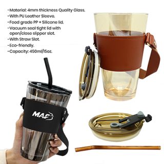 MONTE 3 Premium Color Glass Mug with PU Sleeve - 450ml