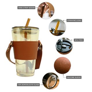 MONTE 3 Premium Color Glass Mug with PU Sleeve - 450ml