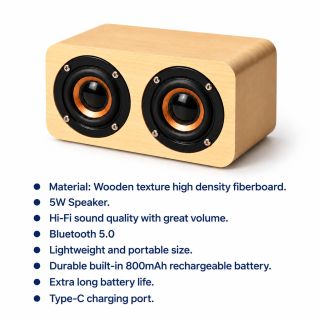 Nelson Wooden Bluetooth Speaker - 800mAh Battery
