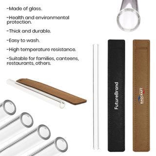 Premium Glass Straw (15x220) with Straw Felt Pouch Set