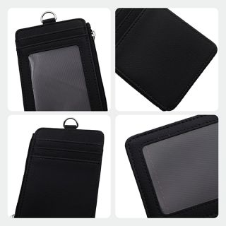 PU ID Holder with Open Zippered Wallet