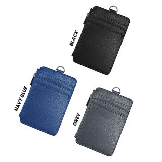 PU ID Holder with Open Zippered Wallet