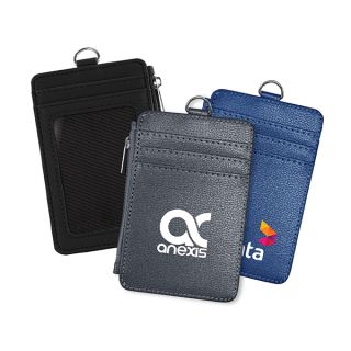PU ID Holder with Open Zippered Wallet