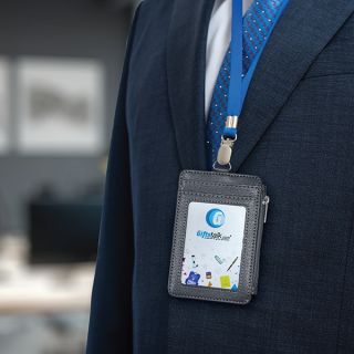 PU ID Holder with Open Zippered Wallet