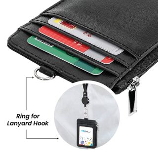 PU ID Holder with Open Zippered Wallet